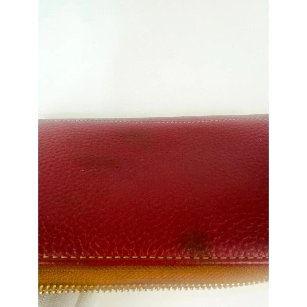 Dooney & Bourke Pebble Grain Large Zip Around Wallet Wristlet Burgundy Red